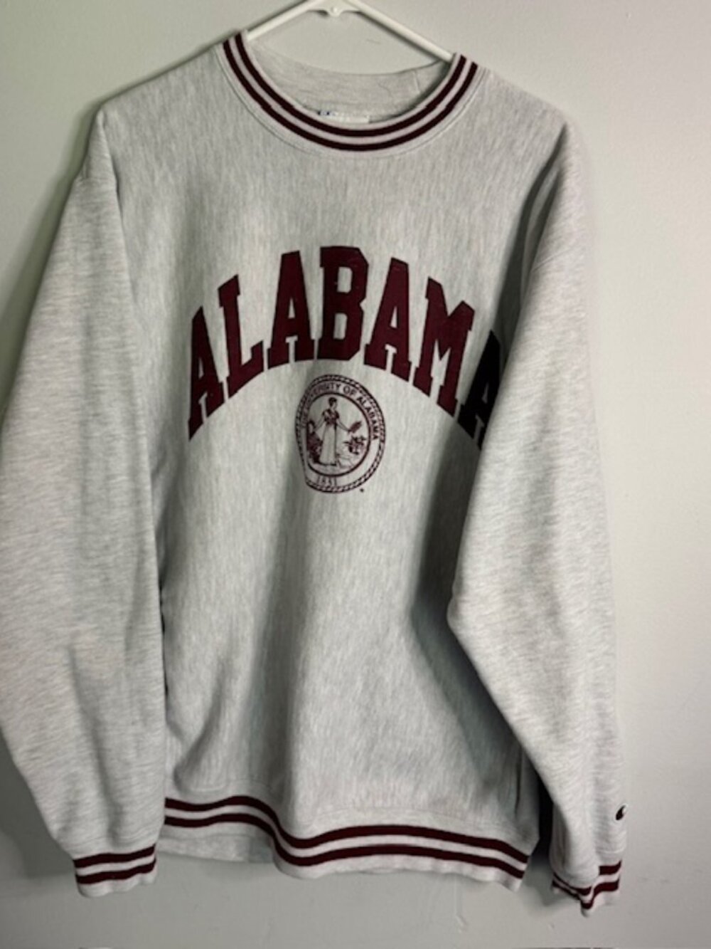 Champion Reverse Weave University of Alabama Gray Crew Neck Sweatshirt Large